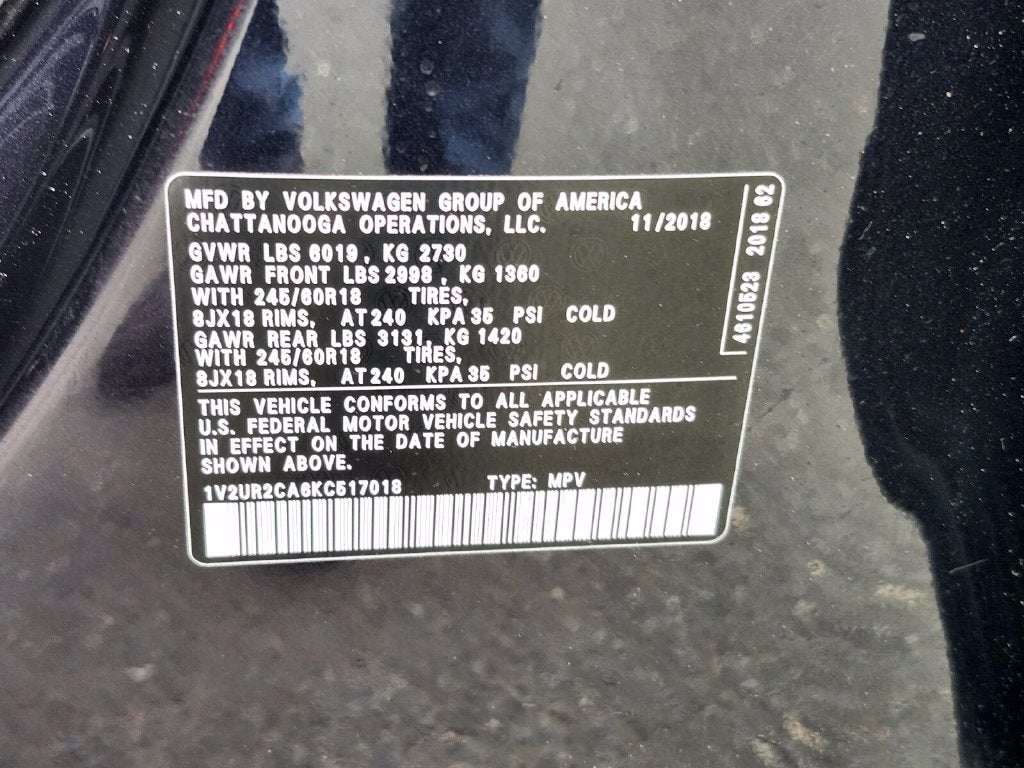 2019 Volkswagen Atlas 3.6L V6 SE w/Technology
